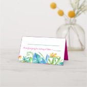 Carte De Placement Réception Tropical Pink Turquoise Floral Chevron (Devant)