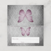 Carte De Placement Réception Vintage papillon rose Damask (Extérieur déplié)