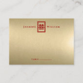 Carte De Placement Rectangle classique Double Bonheur Mariage chinois (Devant)