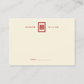 Carte De Placement Rectangle double bonheur Mariage chinois classique (Devant)
