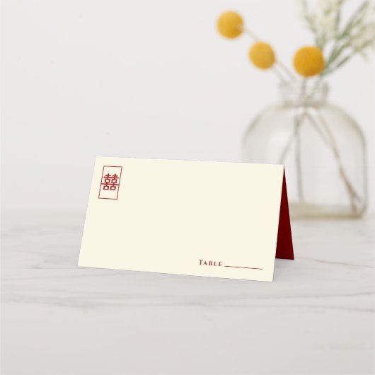 Carte De Placement Rectangle double bonheur simple Mariage chinois (Devant)