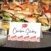 Carte De Placement Red & Gold Graduation Cap Plier Étiquette, nourrit