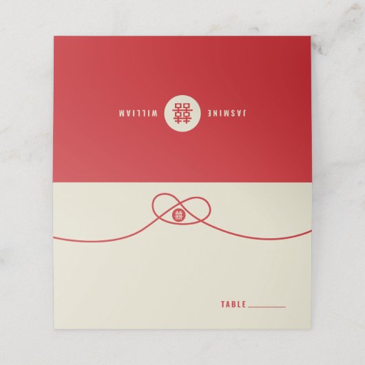 Carte De Placement Red Knot Union Double Bonheur Mariage chinois (Extérieur déplié)