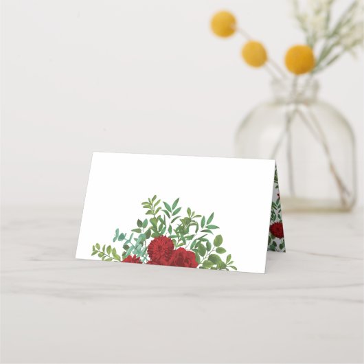 Carte De Placement Red Peony et Rose Floral Mariage (Devant)