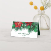Carte De Placement Red Poinsettia Mariage de vacances (Dos)