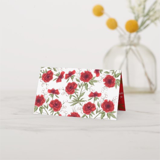 Carte De Placement Red Rose Romantic Wedding (Dos)