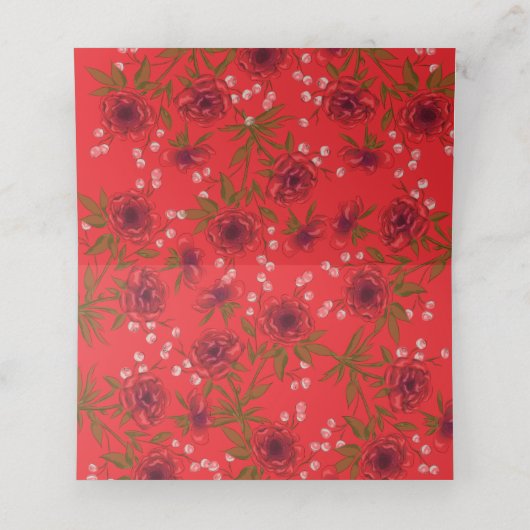 Carte De Placement Red Rose Romantic Wedding (Intérieur déplié)