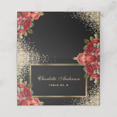 Carte De Placement Red Roses Black Gold Floral (Extérieur déplié)