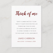 Carte De Placement Red Think Of Me Célébration de la bougie de vie (Devant)