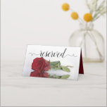 Carte De Placement Reflecting Red Rose Elegant Wedding Reserved<br><div class="desc">These beautiful place cards will make it easy for your guests to know which seats are reserved at your wedding. The design features a lovely long stemmed red rose lying on its side reflected with ripples and waves. The text is written in lacy script calligraphy and reads: reserved.</div>