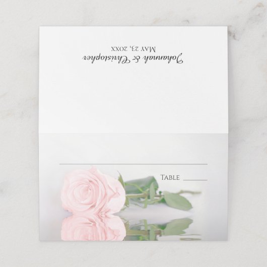 Carte De Placement Reflet Blus Rose Élégant Mariage Élégant Écriture (Extérieur déplié)