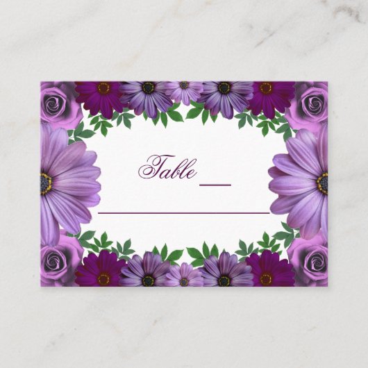 Carte De Placement Regal violet Mariage floral (Devant)