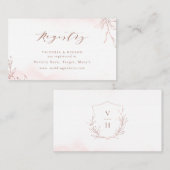 Carte De Placement Registre de la mariée de l'écusson botanique rose (Devant / Derrière)