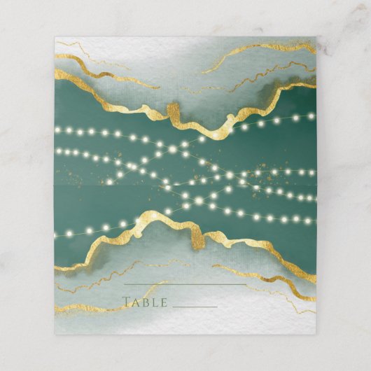 Carte De Placement Registre Mariage Emerald Green Gold Agate (Extérieur déplié)
