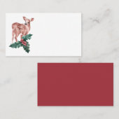Carte De Placement Reindee Noël hiver Rouge Mariage cerf Floral (Devant / Derrière)