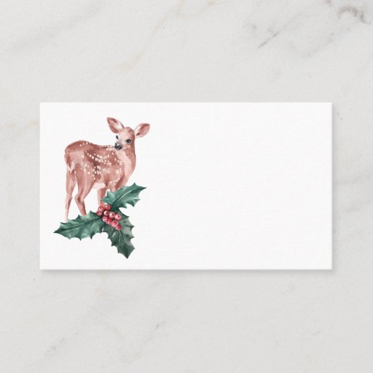 Carte De Placement Reindee Noël hiver Rouge Mariage cerf Floral (Devant)