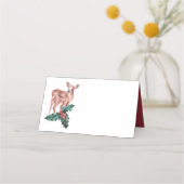 Carte De Placement Reindee Noël hiver Rouge Mariage cerf Floral (Devant)