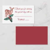 Carte De Placement Reindees Noël hiver Rouge Mariage Merci (Devant / Derrière)