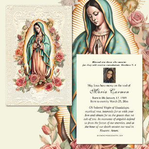 Carte De Placement Religieux Vierge Marie Funérailles Guadalupe