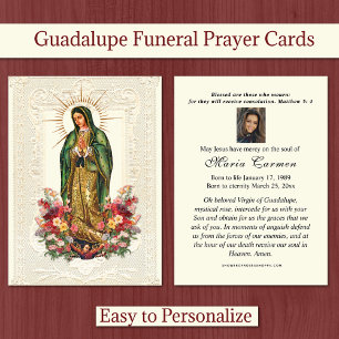 Carte De Placement Religieux Vierge Marie Funérailles Guadalupe