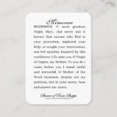 Carte De Placement Religieux Vierge Marie Mémorial de prière catholiq (Dos)