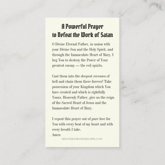 Carte De Placement Religieux Vierge Marie Prière Punch Devil (Dos)