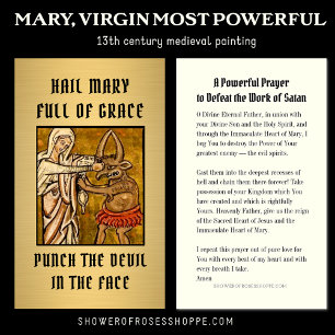 Carte De Placement Religieux Vierge Marie Prière Punch Devil