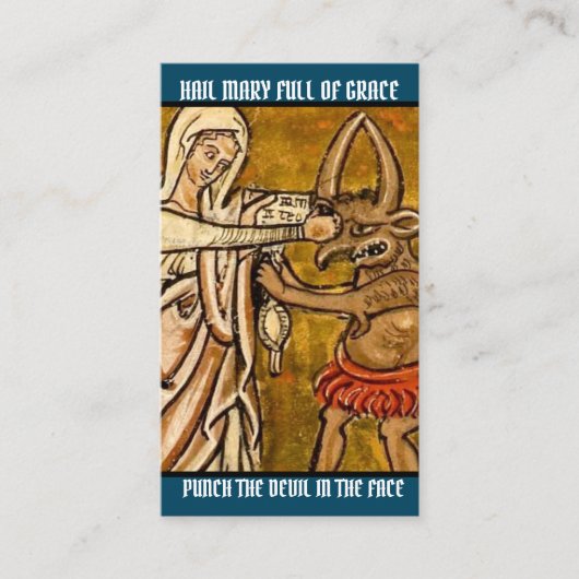 Carte De Placement Religieux Vierge Marie Prière Punch Devil (Devant)