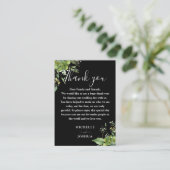 Carte De Placement Remerciement de mariage floral vert et blanc (Debout devant)