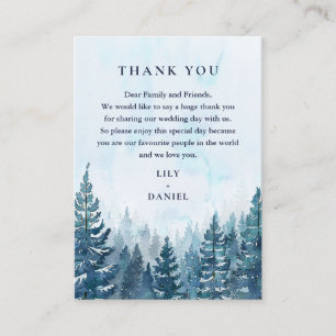 Carte De Placement Remerciement de mariage Forêt de pins hivernale à