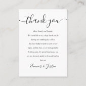 Carte De Placement Remerciement de mariage noir et blanc sur script (Devant)