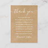 Carte De Placement Remerciement de mariage rustique avec script de si (Devant)