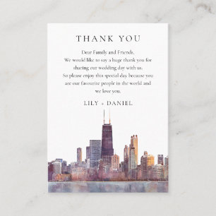 Carte De Placement Remerciements de mariage à l'aquarelle à Chicago