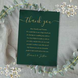 Carte De Placement Remerciements de mariage à l'écriture verte émerau