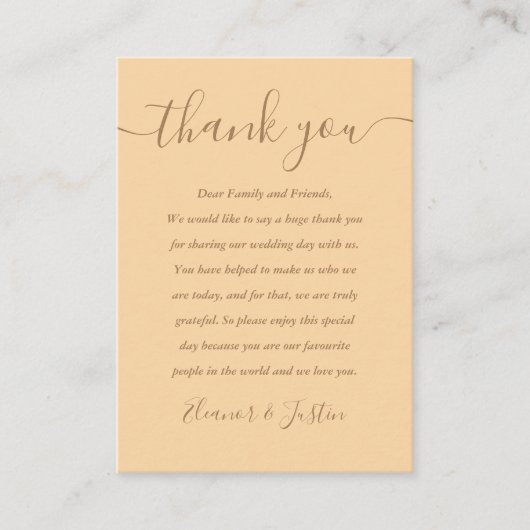 Carte De Placement Remerciements de mariage au champagne avec script (Devant)