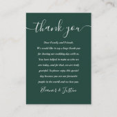 Carte De Placement Remerciements de mariage Emerald Script (Devant)