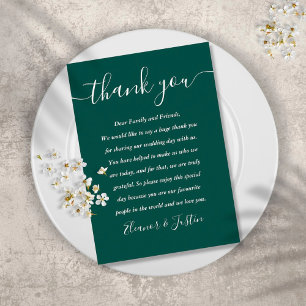 Carte De Placement Remerciements de mariage Emerald Script