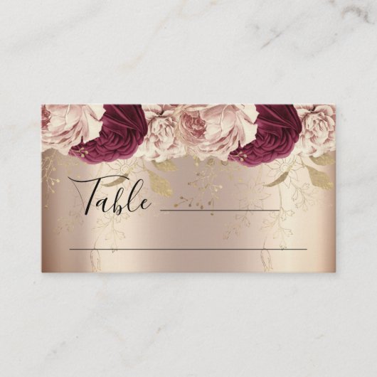 Carte De Placement Réponse de mariage floral rose Marsala pour la mar (Devant)
