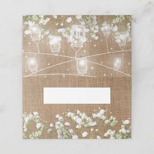 Carte De Placement Respiration de Bébé Mariage Rustique Toile de Jute (Extérieur déplié)
