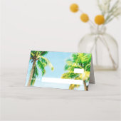 Carte De Placement Retro Blue Ocean Beach Palm Trees Mariage tropical (Devant)
