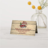 Carte De Placement Retro Classic Rustic Joyeux Camion Rouge Noël (Dos)