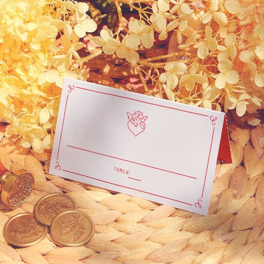 Carte De Placement Retro Hand Drawn Cupid Wedding Guest Table Number