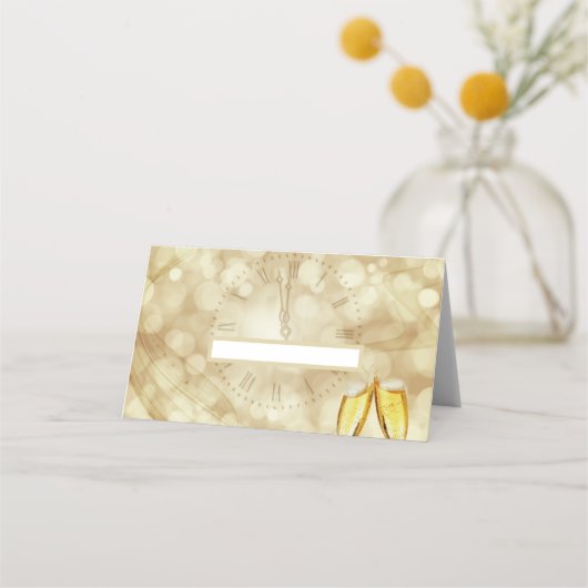 Carte De Placement Réveillon du Nouvel An avec lunettes de champagne (Devant)