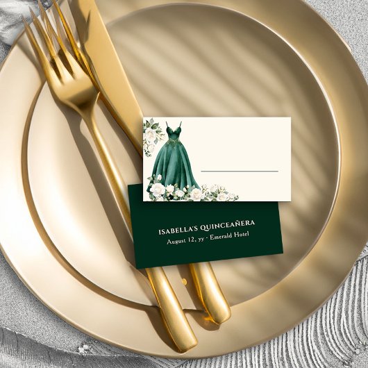 Carte De Placement Robe de princesse Emerald Green personnalisée