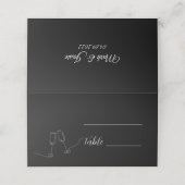 Carte De Placement ROE Mariage simple noir et blanc (Extérieur déplié)