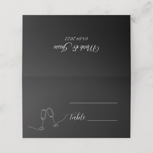 Carte De Placement ROE Mariage simple noir et blanc (Extérieur déplié)