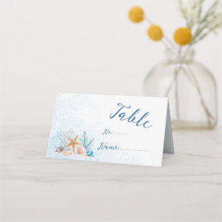 Carte De Placement Romance Côtière Éthérée Mariage Plage Coquillages