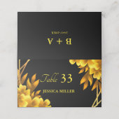 Carte De Placement Romance d'automne faux or & blackfloral géométriqu (Extérieur déplié)