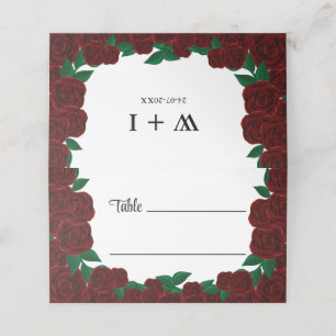 Carte De Placement Romantic Fall mariage extérieur belle roses rouges