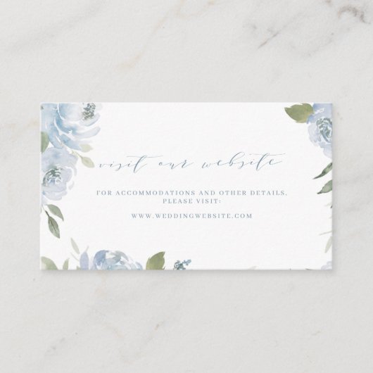 Carte De Placement Romantique bleu poussiéreux fleuri site Web Insére (Devant)